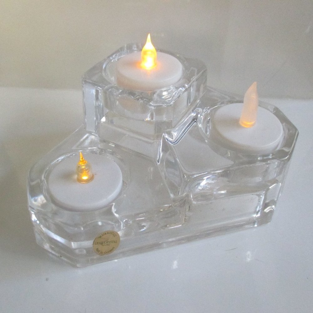 Bleikristall Heavy Lead Crystal Candle Holder holds 3 tealight votive candles